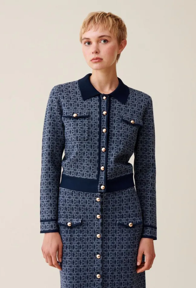 Claudie Pierlot CP Monogram Cardigan With Collar Clothes Knitwear And Cardigans