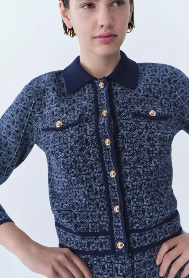 Claudie Pierlot CP Monogram Cardigan With Collar Clothes Knitwear And Cardigans