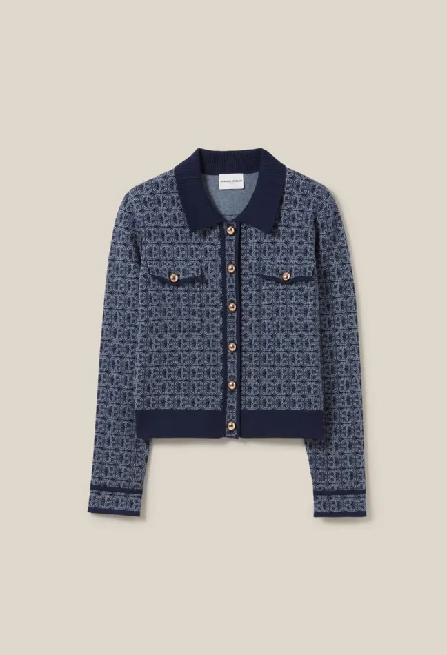 Claudie Pierlot CP Monogram Cardigan With Collar Clothes Knitwear And Cardigans