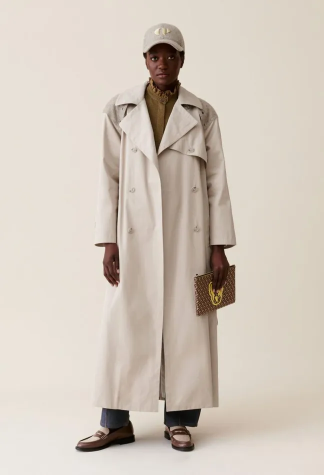 Claudie Pierlot Dualmaterial Long Trench Clothes Coats