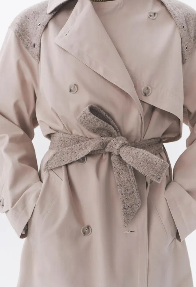 Claudie Pierlot Dualmaterial Long Trench Clothes Coats