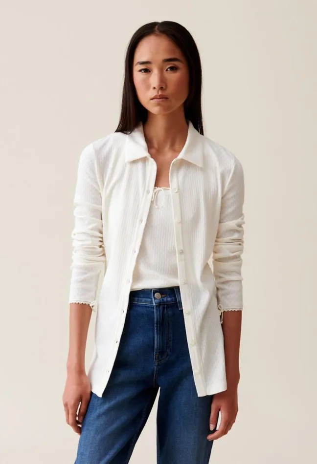Claudie Pierlot Ecru Shirt Collar Top Clothes Knitwear And Cardigans