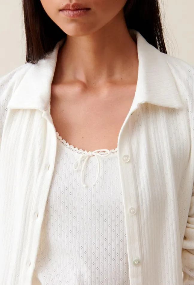 Claudie Pierlot Ecru Shirt Collar Top Clothes Knitwear And Cardigans