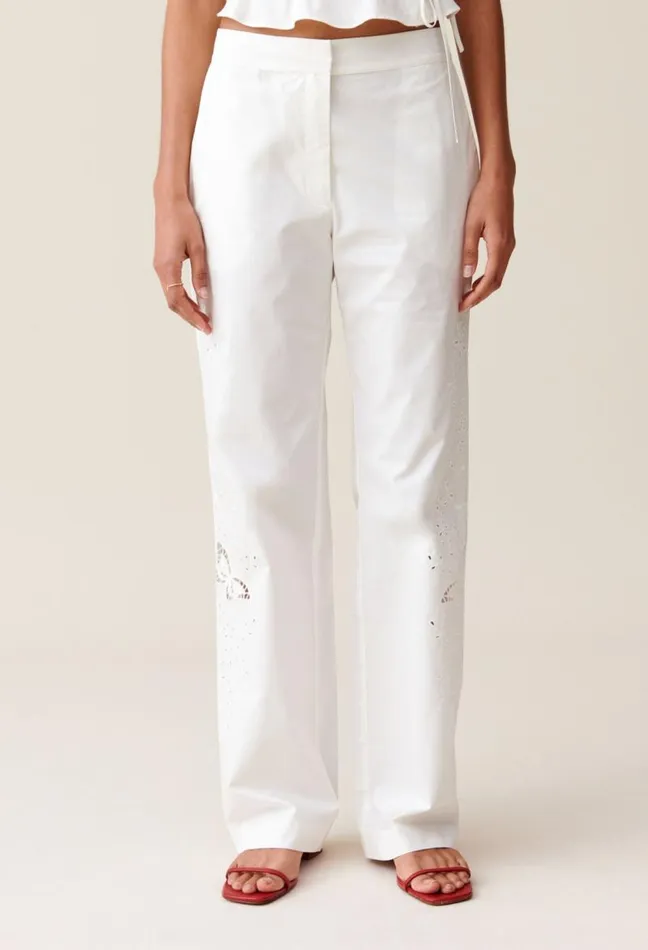 Claudie Pierlot Ecru StraightLeg Trousers Embroidery Clothes Jeans And Trousers