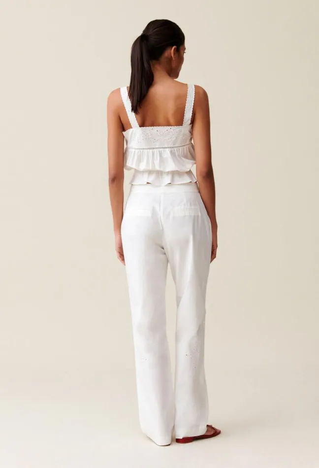 Claudie Pierlot Ecru StraightLeg Trousers Embroidery Clothes Jeans And Trousers