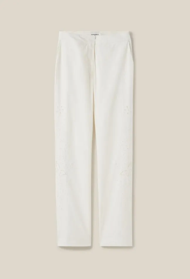 Claudie Pierlot Ecru StraightLeg Trousers Embroidery Clothes Jeans And Trousers
