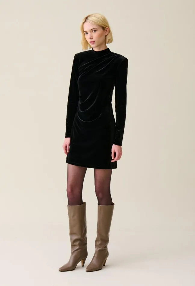 Claudie Pierlot Fitted Black Velvet Mini Dress Clothes Dresses
