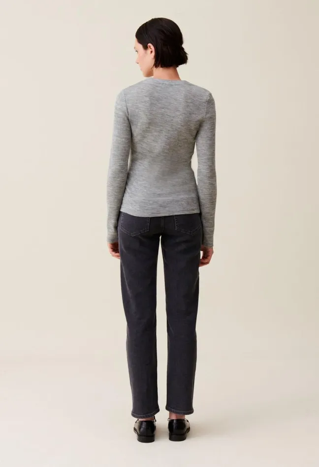 Claudie Pierlot Fitted Grey Crew Neck Top Clothes Tops And Shirts