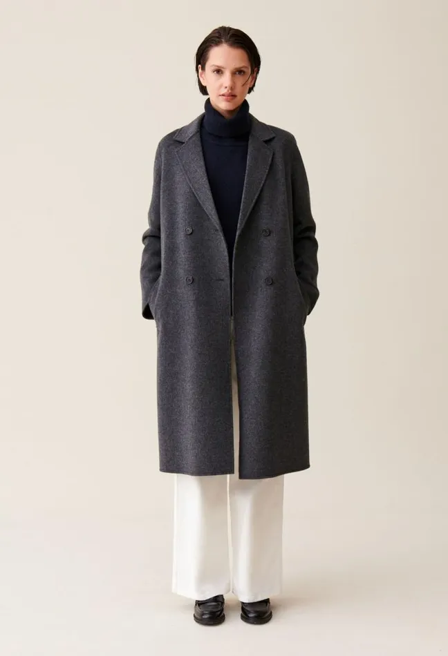 Claudie Pierlot Flecked Grey Doublesided Wool Coat Clothes Coats