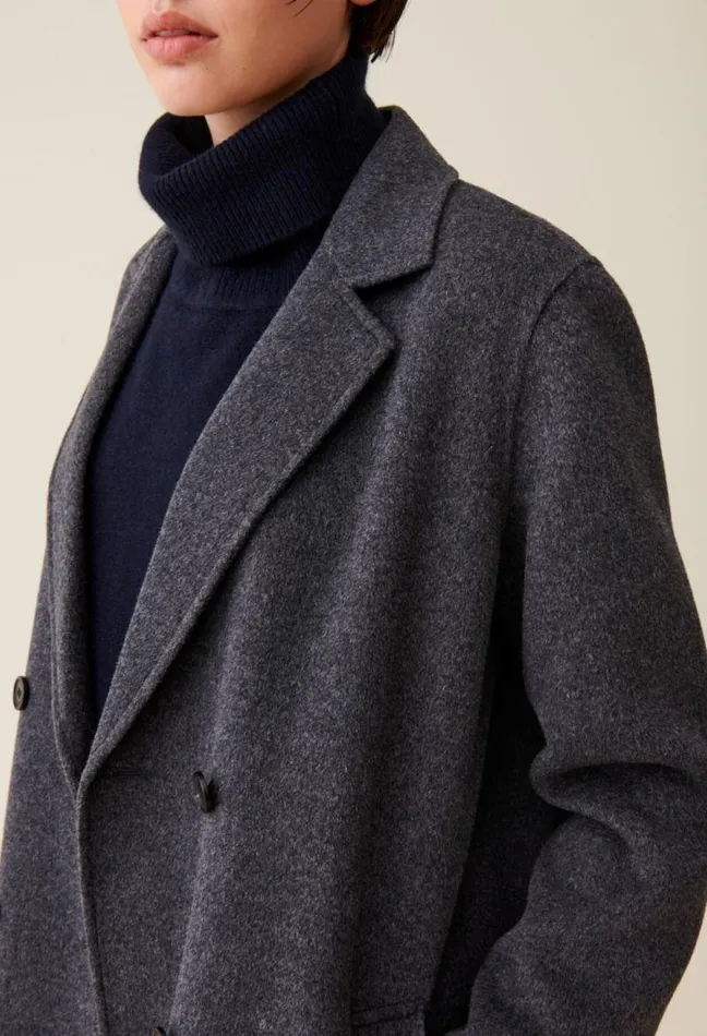 Claudie Pierlot Flecked Grey Doublesided Wool Coat Clothes Coats