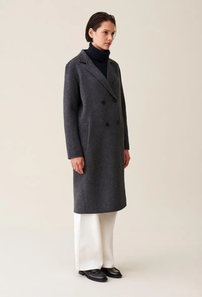 Claudie Pierlot Flecked Grey Doublesided Wool Coat Clothes Coats