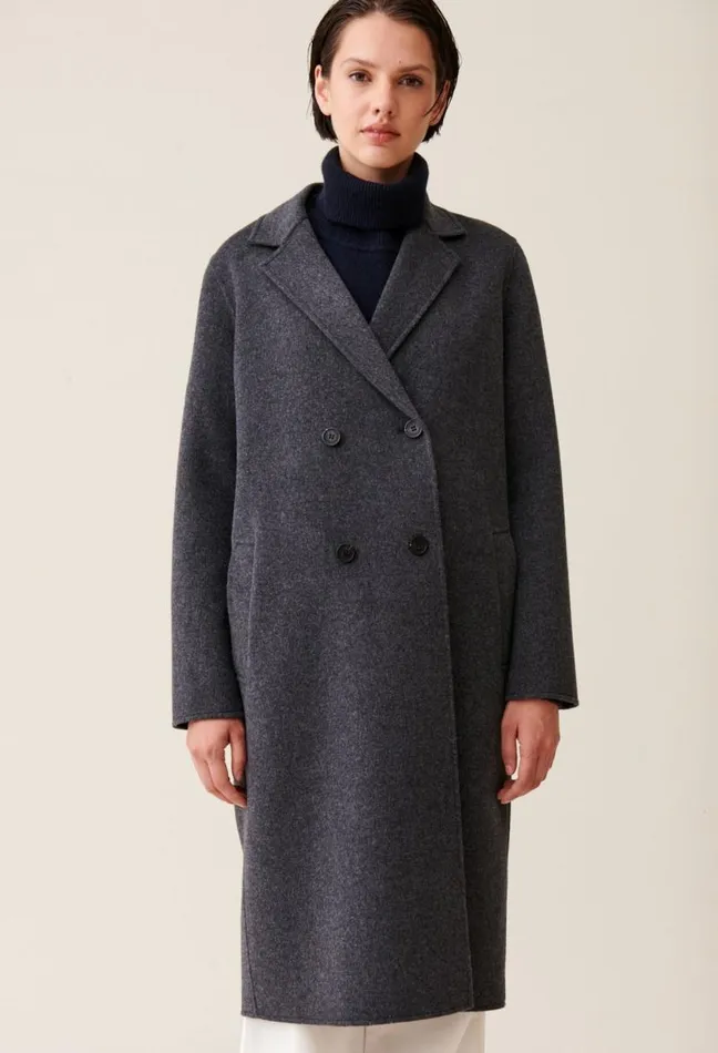 Claudie Pierlot Flecked Grey Doublesided Wool Coat Clothes Coats