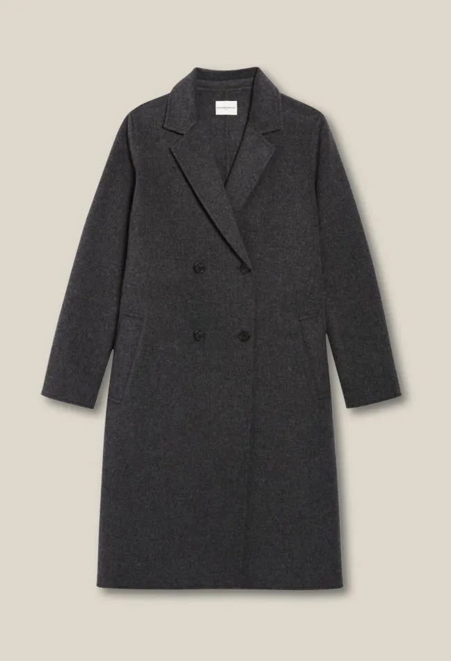 Claudie Pierlot Flecked Grey Doublesided Wool Coat Clothes Coats