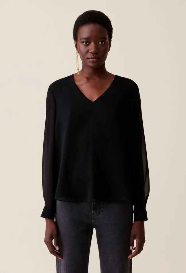 Claudie Pierlot Flowy Vneck Blouse Clothes Tops And Shirts
