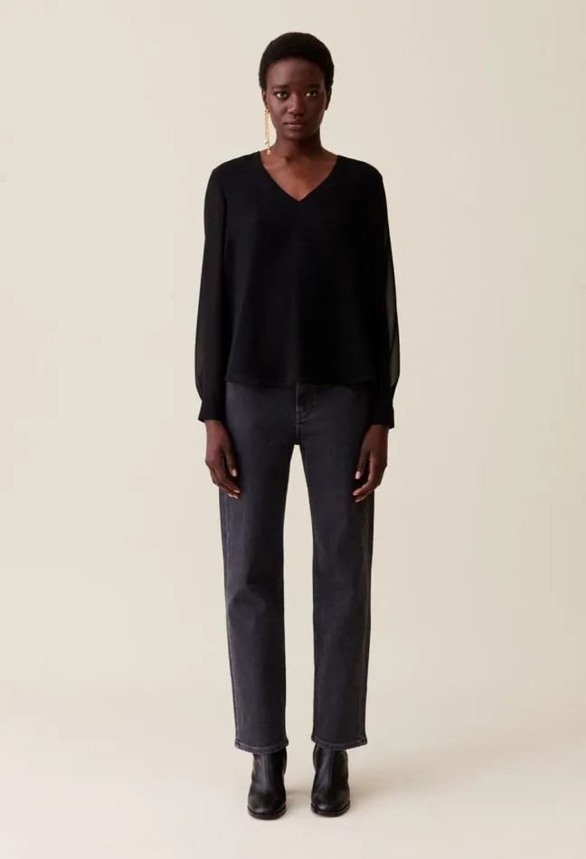 Claudie Pierlot Flowy Vneck Blouse Clothes Tops And Shirts