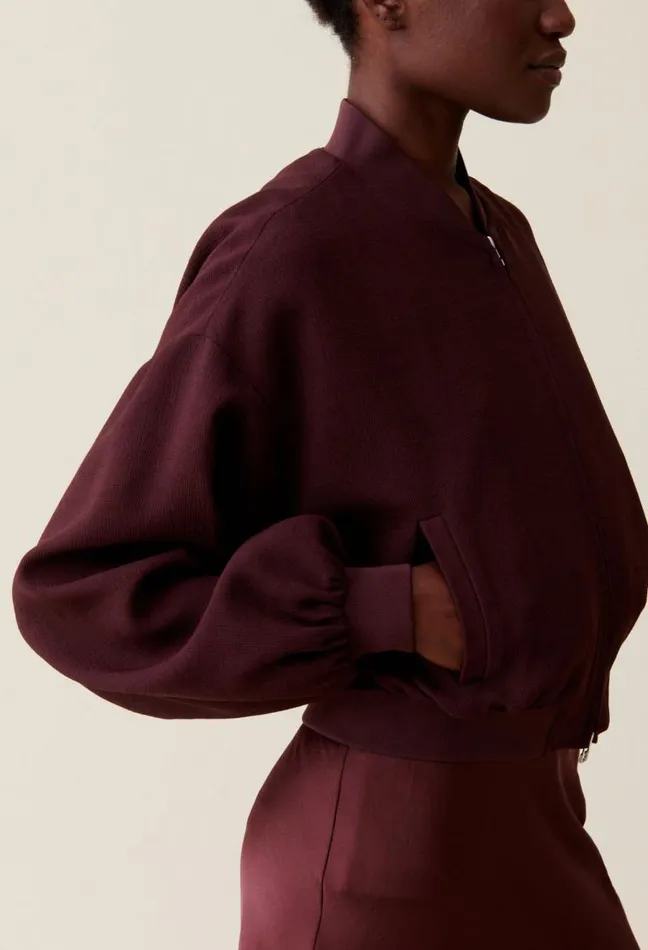 Claudie Pierlot Fluid Cappuccino Zip Bomber Clothes Jackets