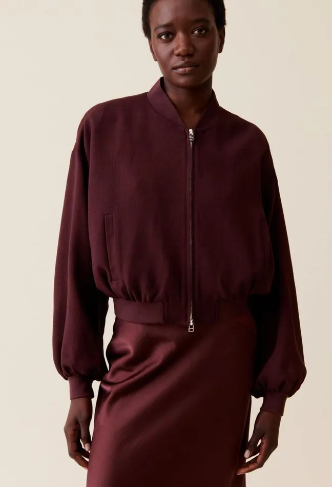 Claudie Pierlot Fluid Cappuccino Zip Bomber Clothes Jackets