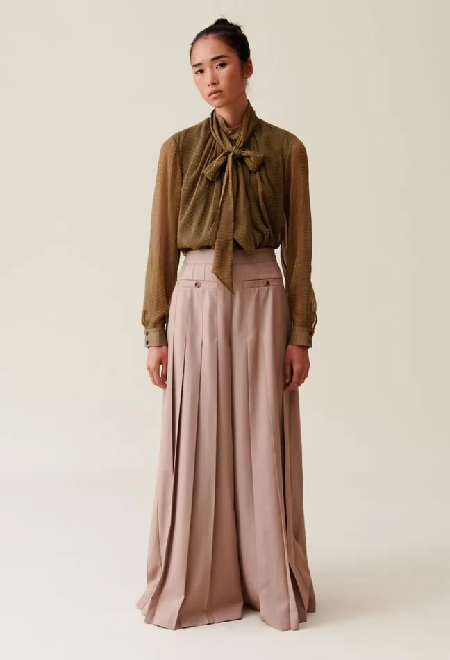 Claudie Pierlot Fluid Check TieNeck Blouse Clothes Tops And Shirts