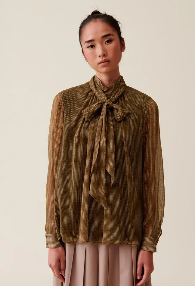 Claudie Pierlot Fluid Check TieNeck Blouse Clothes Tops And Shirts