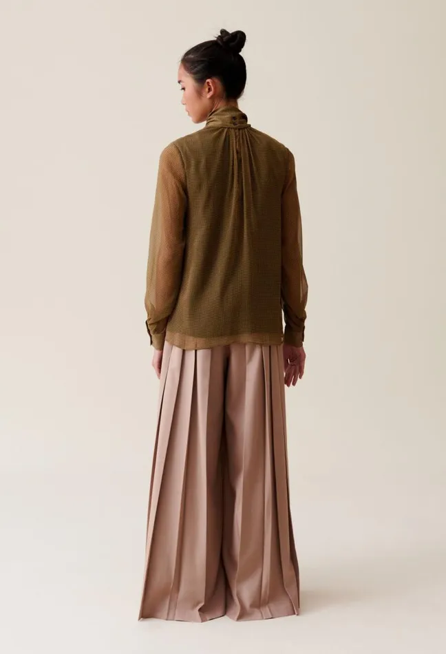 Claudie Pierlot Fluid Check TieNeck Blouse Clothes Tops And Shirts