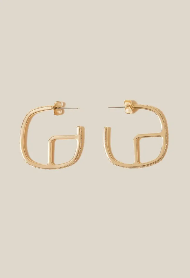 Claudie Pierlot Golden Brass CP Hoop Earrings Accessories Jewellery And Scrunchies Claudie Pierlot Golden Brass CP Hoop Earrings Accessories Jewellery And Scrunchies