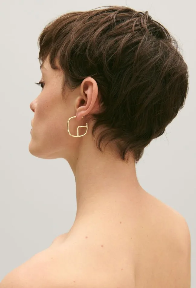 Claudie Pierlot Golden Brass CP Hoop Earrings Accessories Jewellery And Scrunchies