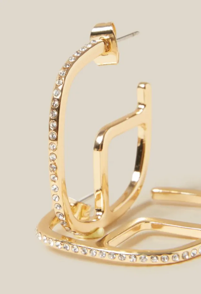 Claudie Pierlot Golden Brass CP Hoop Earrings Accessories Jewellery And Scrunchies