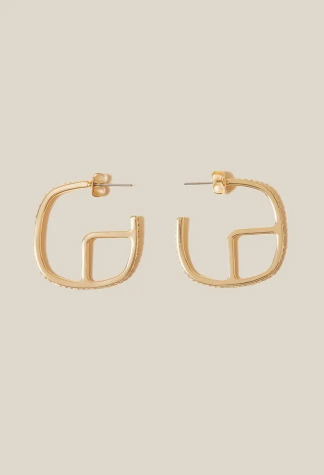 Claudie Pierlot Golden Brass CP Hoop Earrings Accessories Jewellery And Scrunchies