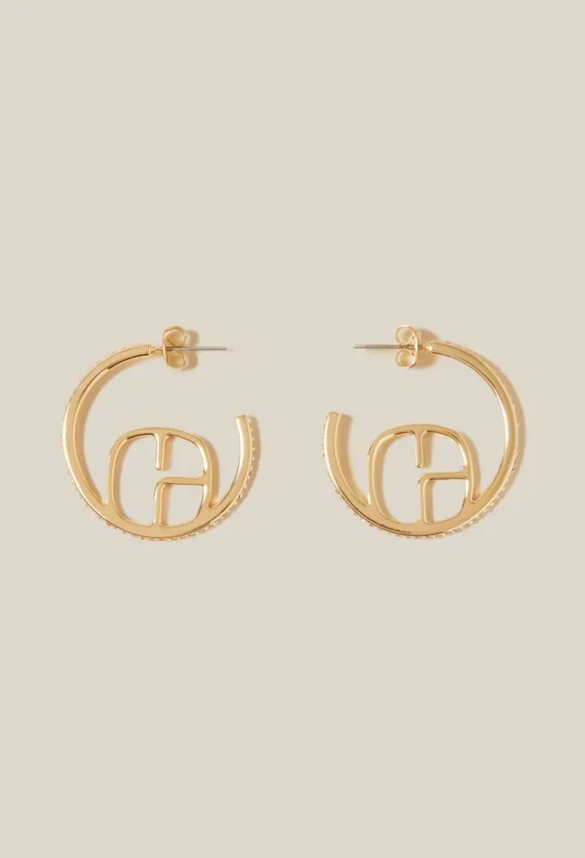 Claudie Pierlot Golden CP Single Hoop Earring Accessories Jewellery And Scrunchies