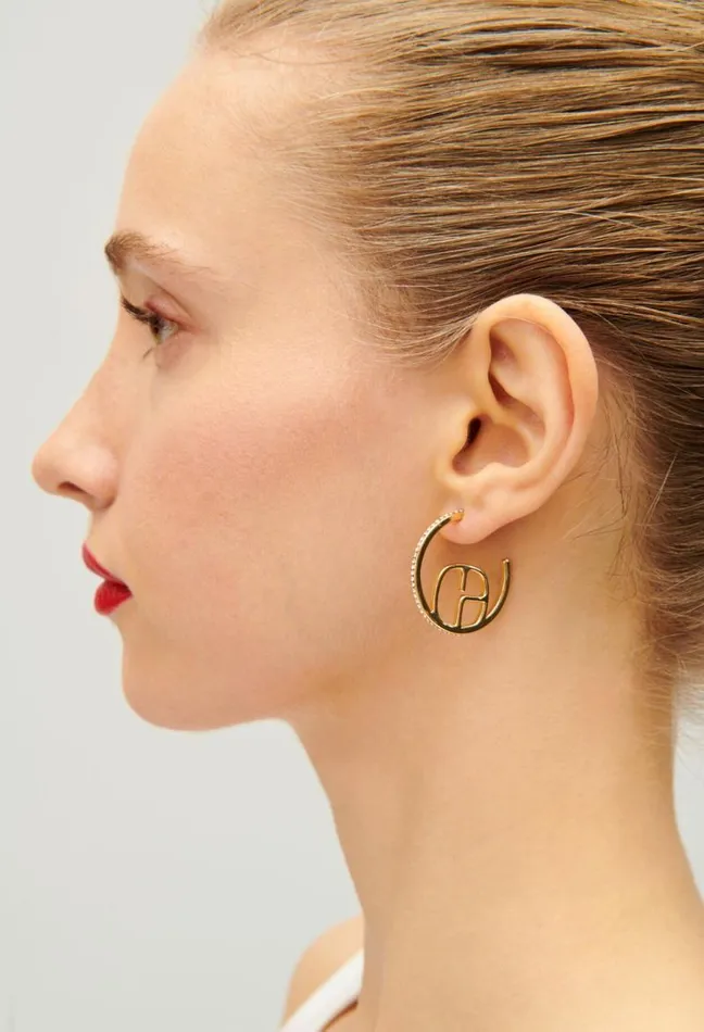 Claudie Pierlot Golden CP Single Hoop Earring Accessories Jewellery And Scrunchies