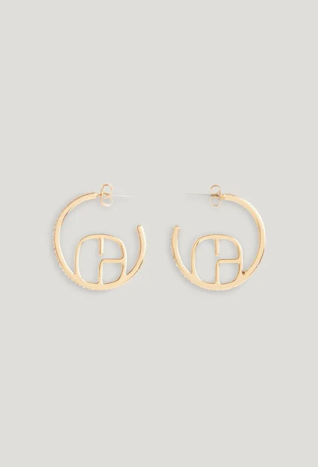 Claudie Pierlot Golden CP Single Hoop Earring Accessories Jewellery And Scrunchies