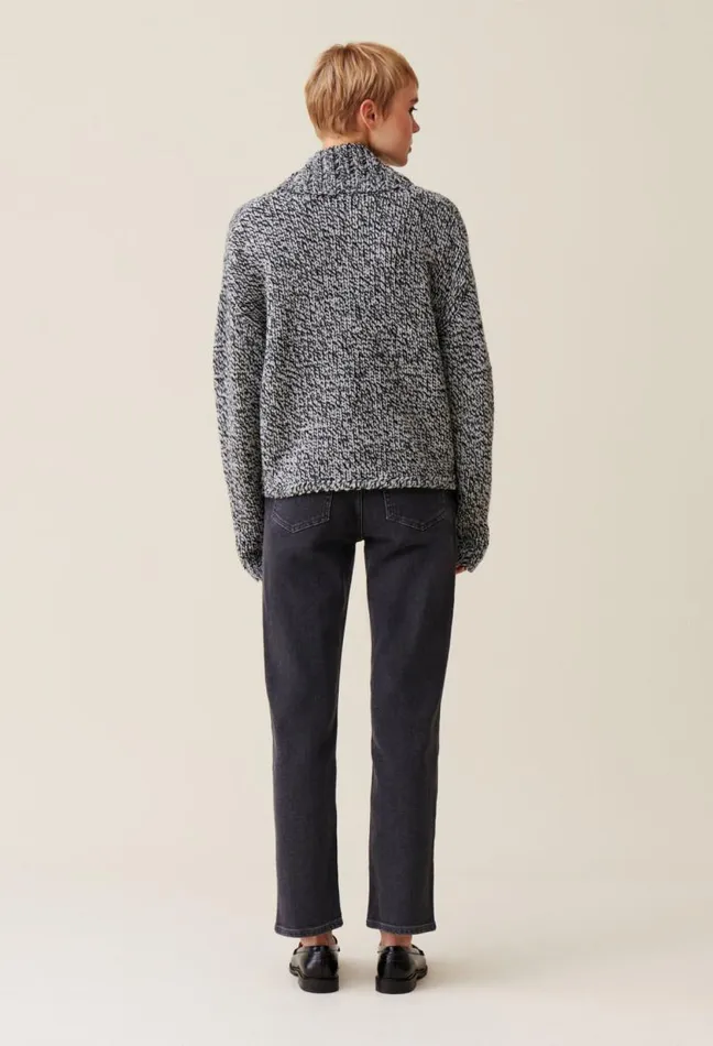 Claudie Pierlot Grey Chunky Knit Vneck Jumper Clothes Knitwear And Cardigans