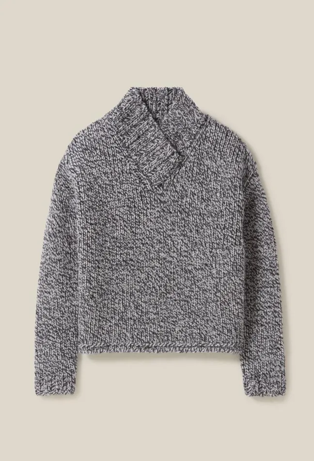 Claudie Pierlot Grey Chunky Knit Vneck Jumper Clothes Knitwear And Cardigans