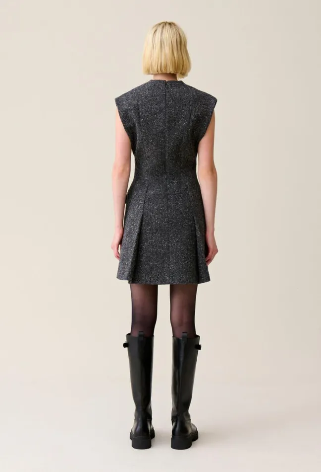 Claudie Pierlot Grey Fitted Tweed Suit Dress Clothes Dresses