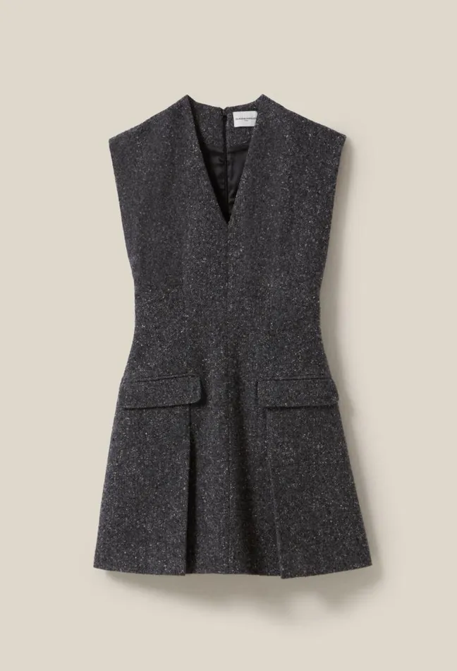 Claudie Pierlot Grey Fitted Tweed Suit Dress Clothes Dresses