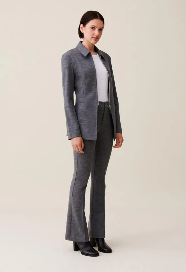 Claudie Pierlot Grey Fitted Zipped Jacket Clothes Jackets