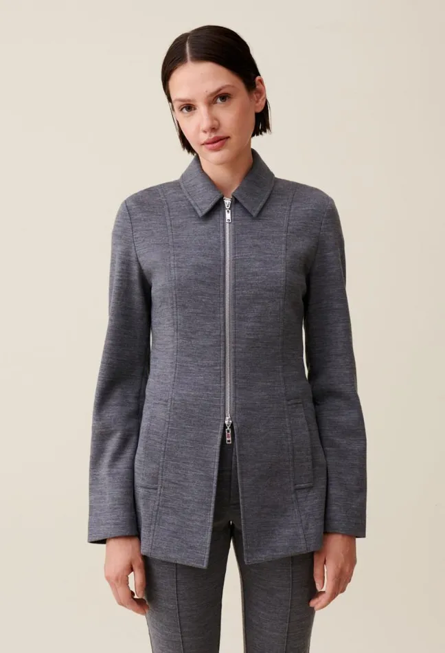 Claudie Pierlot Grey Fitted Zipped Jacket Clothes Jackets