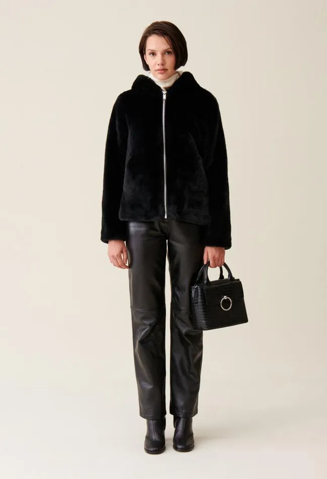 Claudie Pierlot Hooded Faux Fur Jacket Clothes Coats