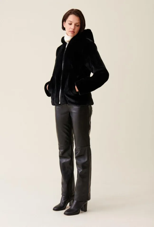 Claudie Pierlot Hooded Faux Fur Jacket Clothes Coats