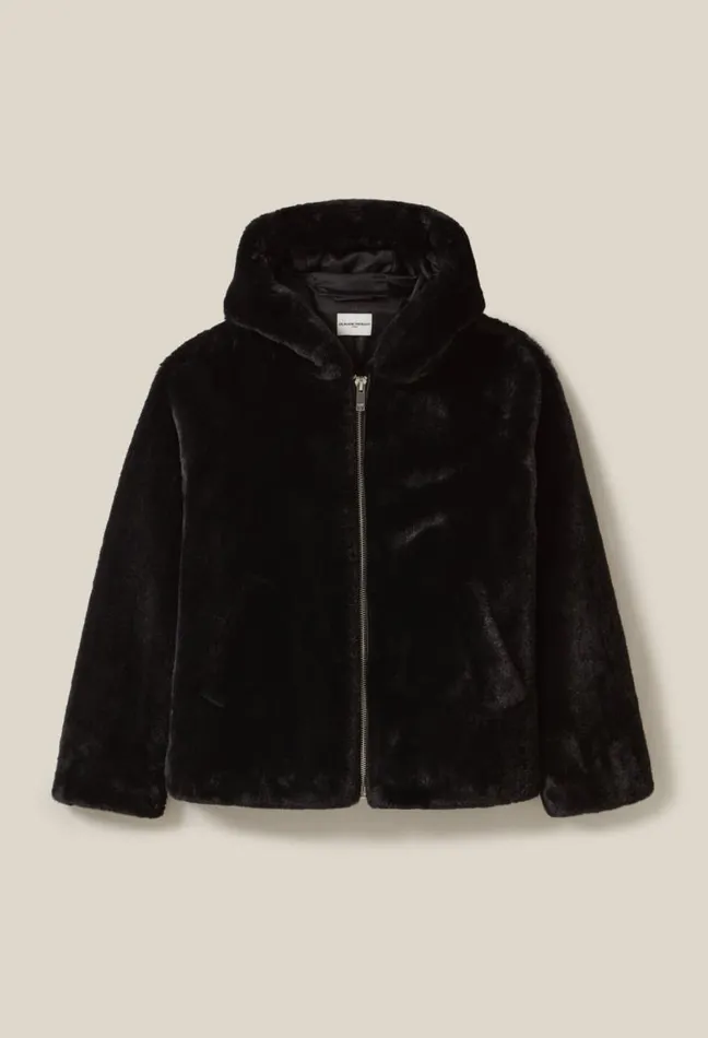 Claudie Pierlot Hooded Faux Fur Jacket Clothes Coats