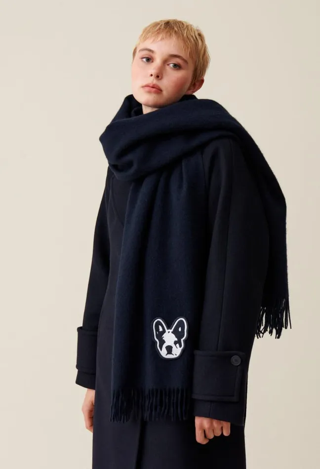 Claudie Pierlot Jean Toto Wool Scarf With Fringes Accessories Scarves Hats And Gloves