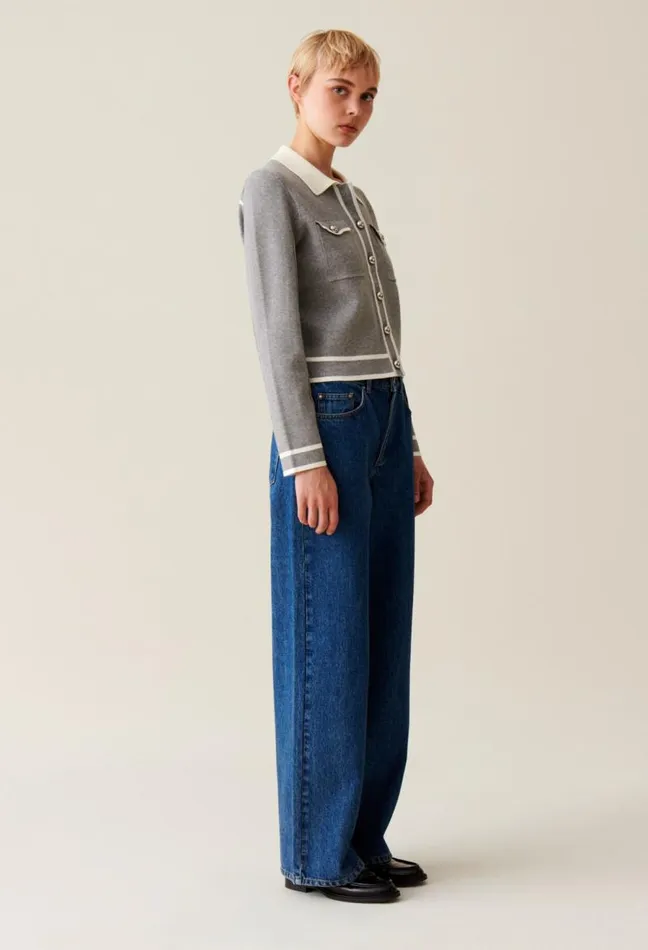 Claudie Pierlot Light Grey Collared Cardigan Clothes Knitwear And Cardigans