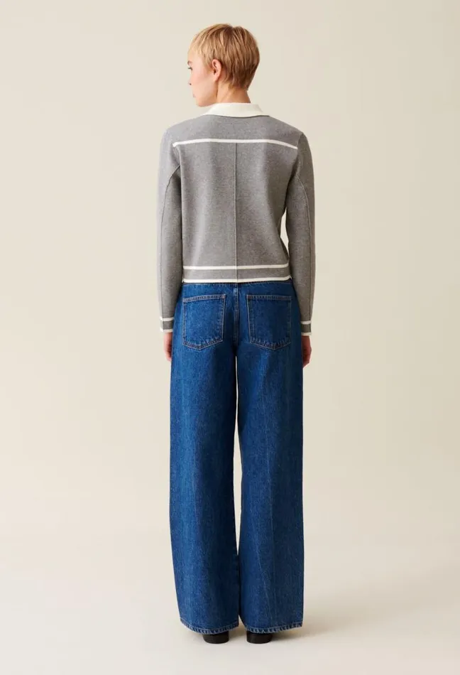 Claudie Pierlot Light Grey Collared Cardigan Clothes Knitwear And Cardigans