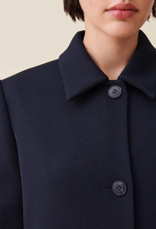 Claudie Pierlot Long Blue Straightcut Coat Clothes Coats