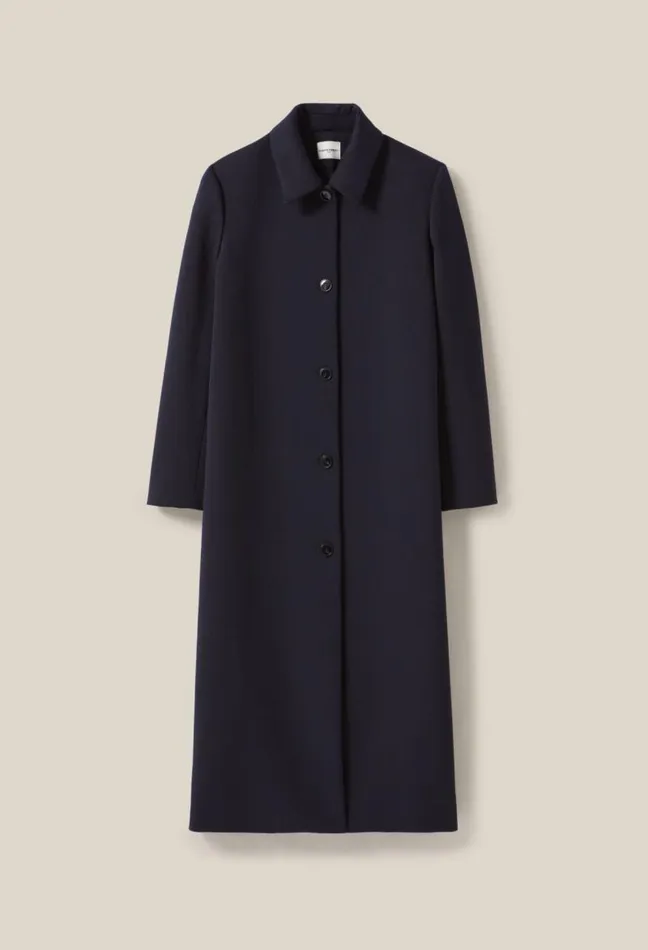Claudie Pierlot Long Blue Straightcut Coat Clothes Coats
