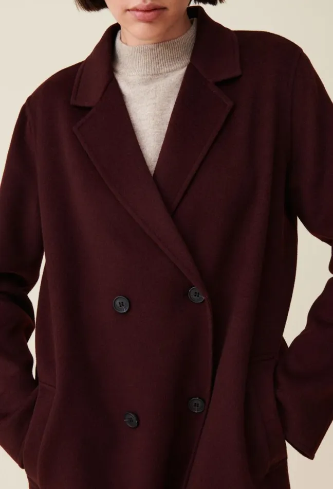Claudie Pierlot Long Straight Bordeaux Coat Clothes Coats