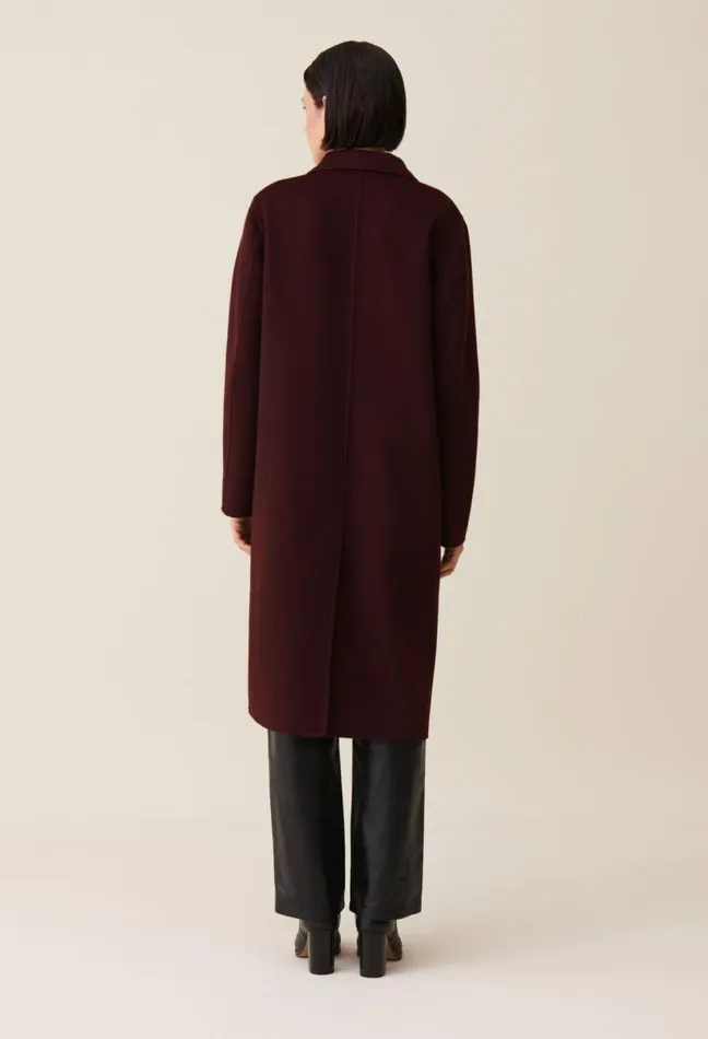 Claudie Pierlot Long Straight Bordeaux Coat Clothes Coats