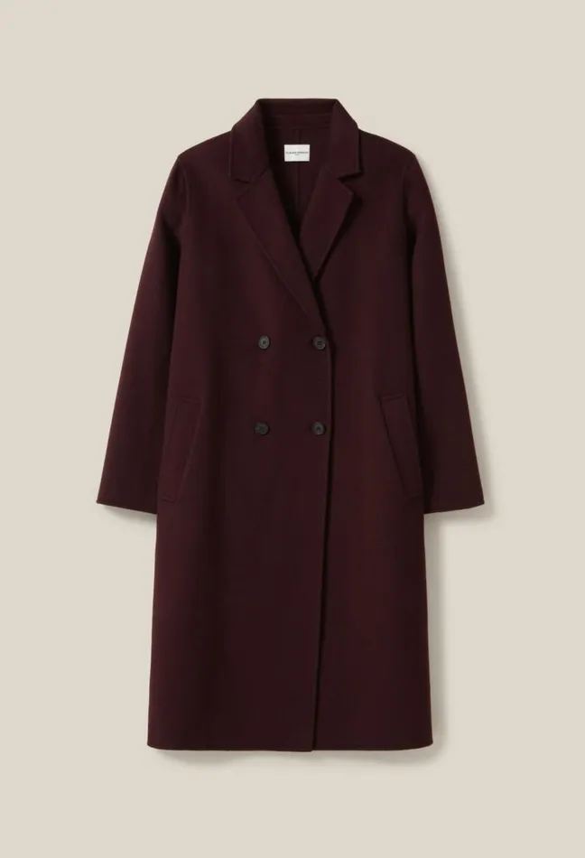 Claudie Pierlot Long Straight Bordeaux Coat Clothes Coats