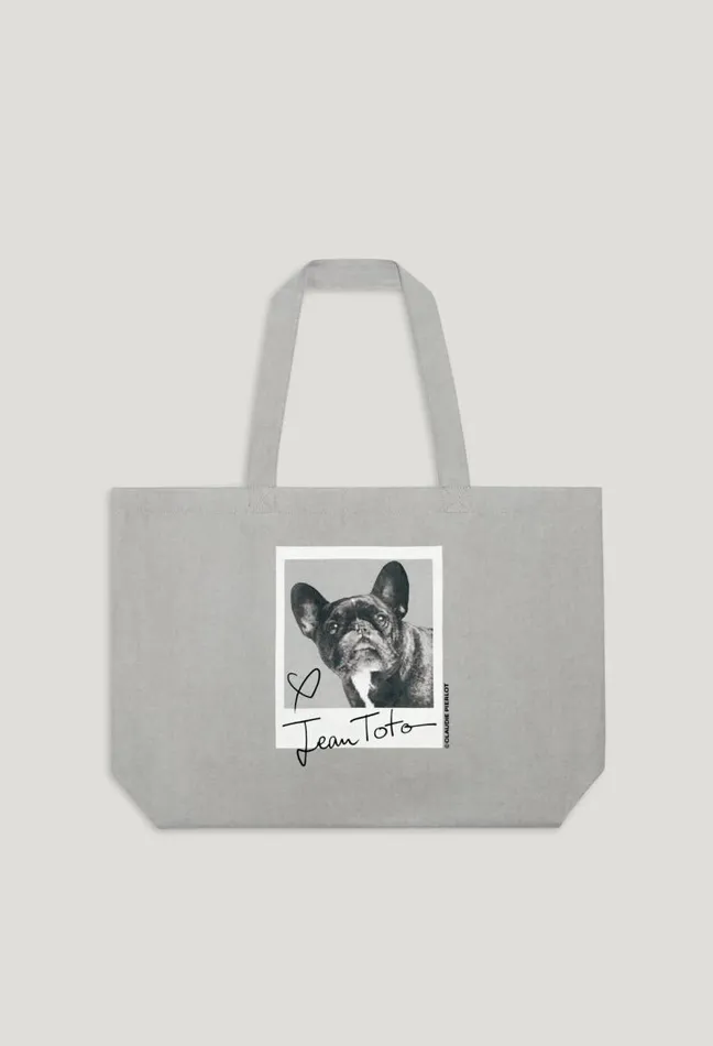Claudie Pierlot Marled Grey Canvas Jean Toto Tote Bag Bags Shopper Bags