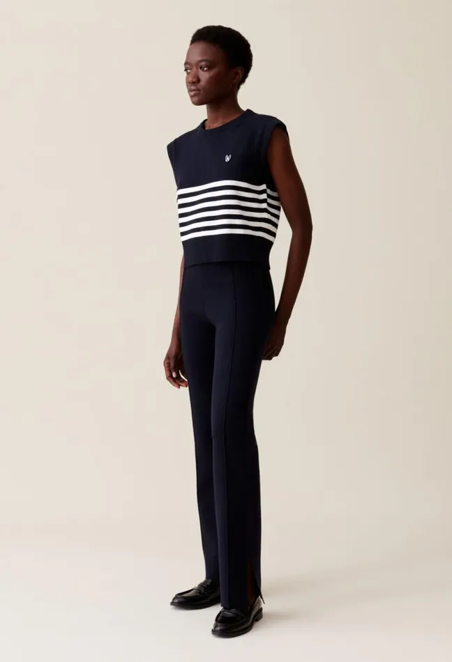 Claudie Pierlot Navy Blue Knitted Trousers Clothes Jeans And Trousers